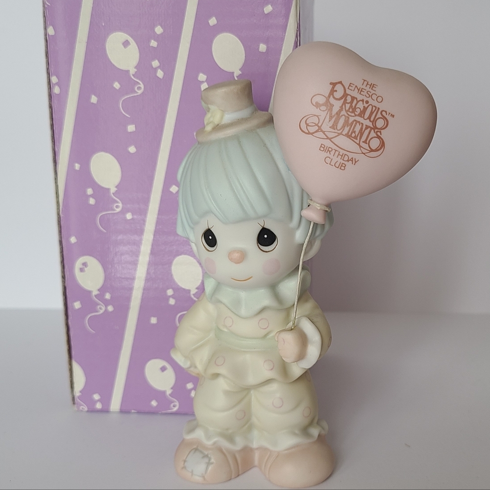 Vintage Precious Moments Clown Balloon Birthday Collectible Porcelain Figurine